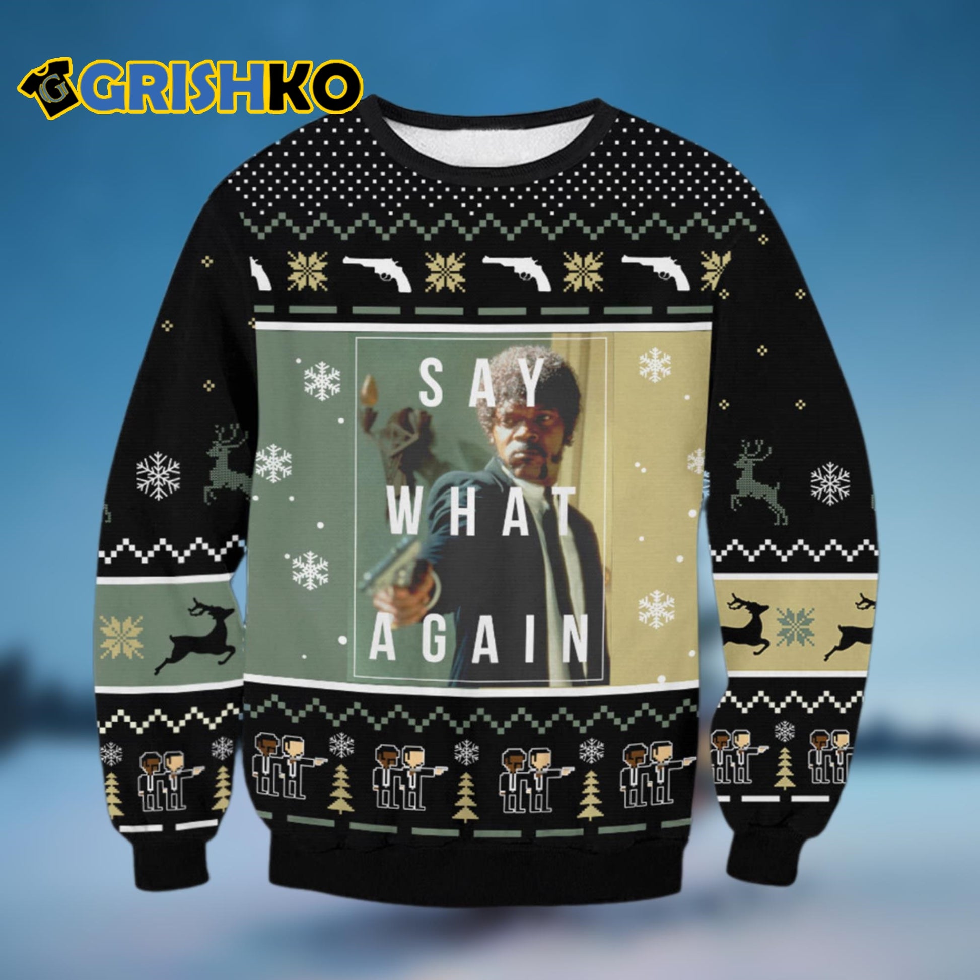 Pulp Fiction mens Classic Ugly Christmas Sweater - Moonbestprint