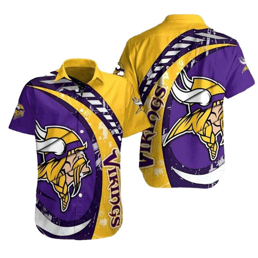 Purple Blitz Minnesota Vikings Sash Design Hawaiian Shirt - Moonbestprint