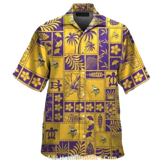 Purple Gold Island Tiki Pattern Minnesota Vikings Hawaiian Shirt - Moonbestprint