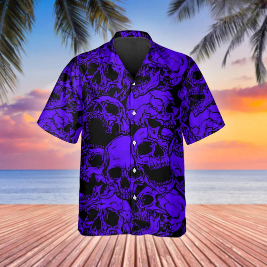 Purple Head Skull Hawaiian Shirt, Hawaiian Button Up Shirt, Tropical Shirts For Men Moonbestprint