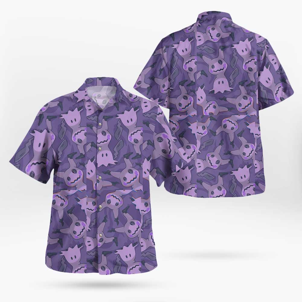 Purple Mimikyu Ghost Button-Up Hawaiian Shirt – Moonbestprint