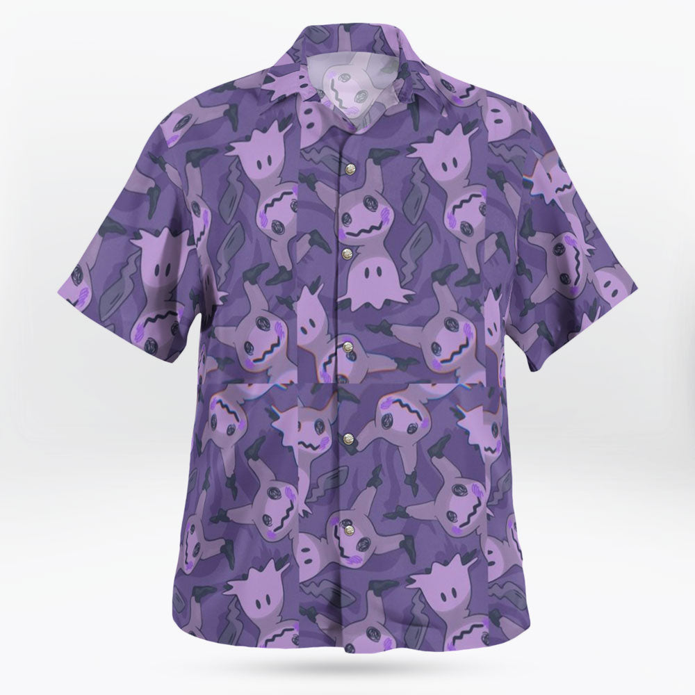 Purple Mimikyu Ghost Button-Up Hawaiian Shirt – Moonbestprint