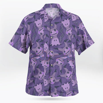 Purple Mimikyu Ghost Button-Up Hawaiian Shirt – Moonbestprint