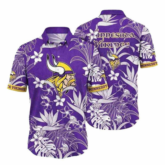 Purple Passion Floral Minnesota Vikings Hawaiian Shirt For Men - Moonbestprint