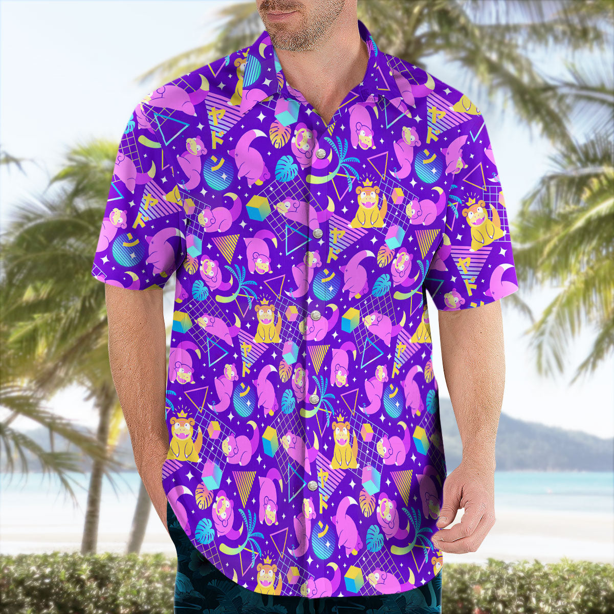Purple Slowpoke Vaporwave Pokemon Hawaiian Shirt – Moonbestprint