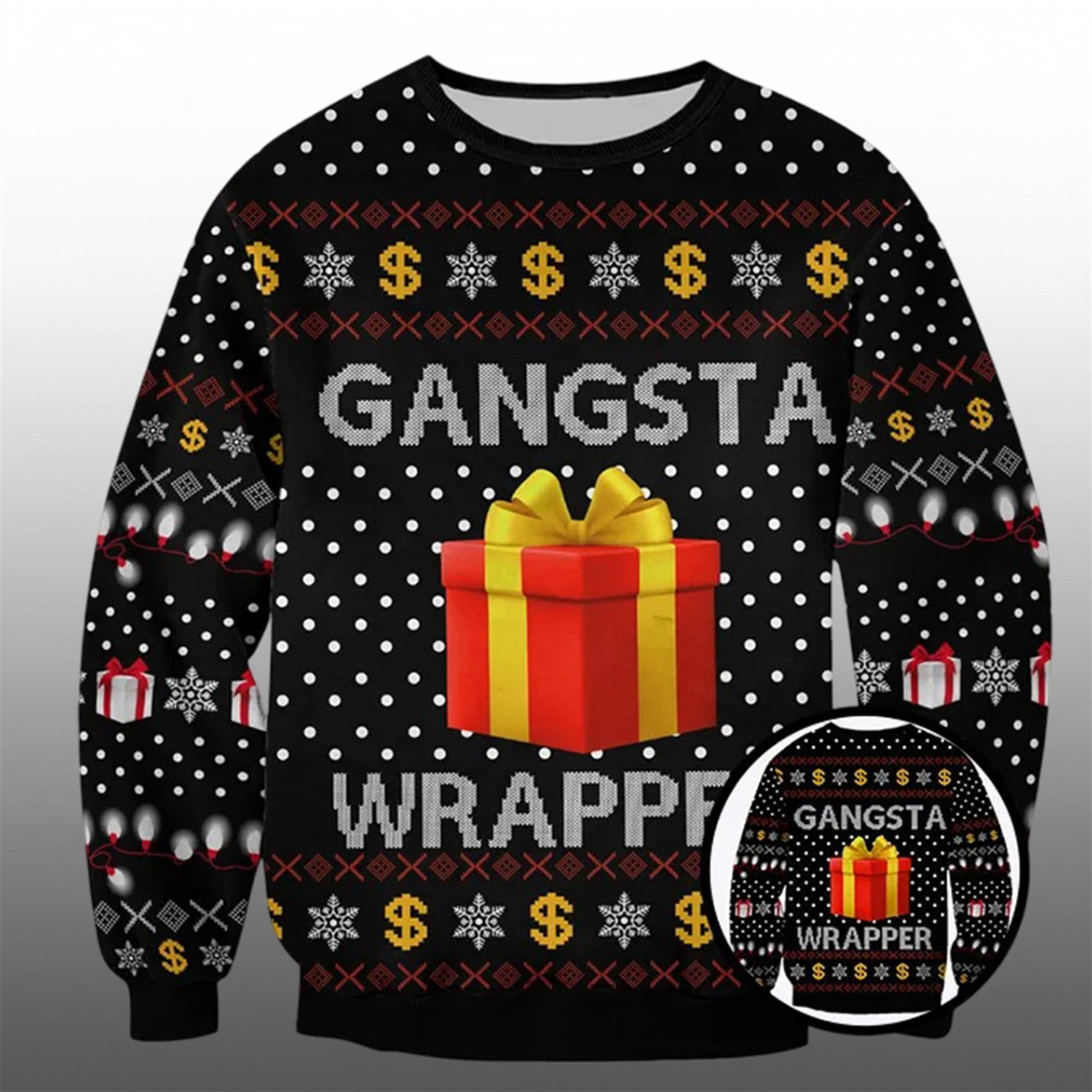 Queens Coach Grant Leonard Gangsta Wrapper Christmas Ugly Sweater - Moonbestprint