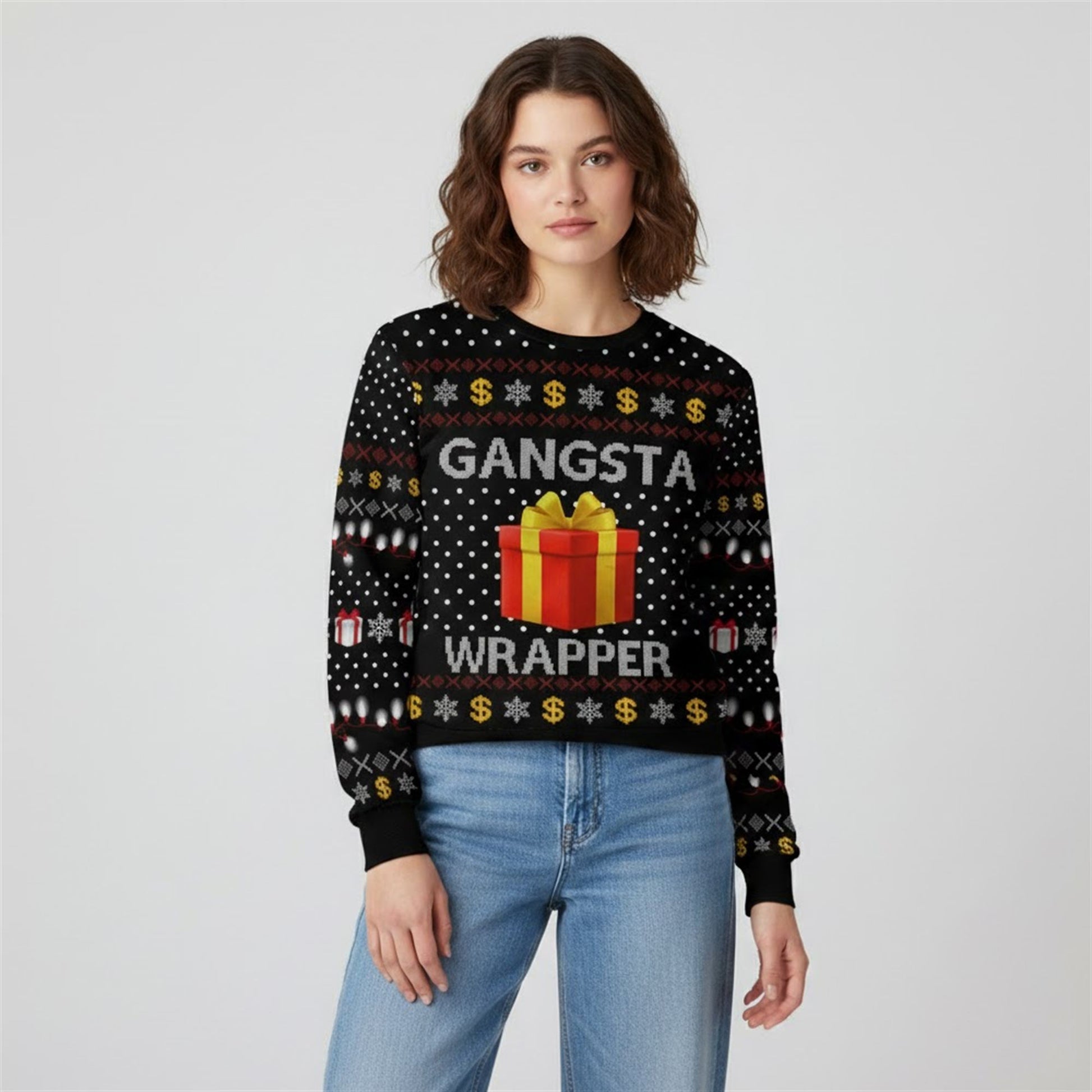 Queens Coach Grant Leonard Gangsta Wrapper Christmas Ugly Sweater - Moonbestprint
