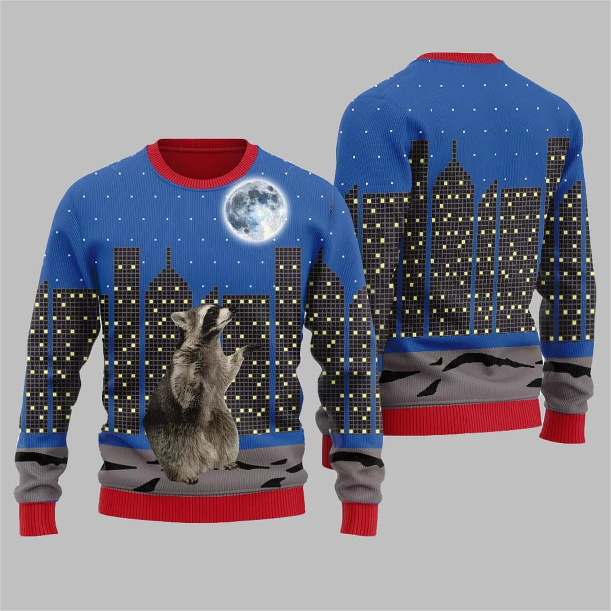 Raccoon Look At Moon Ugly Sweater 2026 Christmas - Moonbestprint