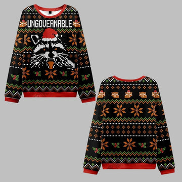 Raccoon Ungovernable Ugly Sweater 2026 Christmas - Moonbestprint