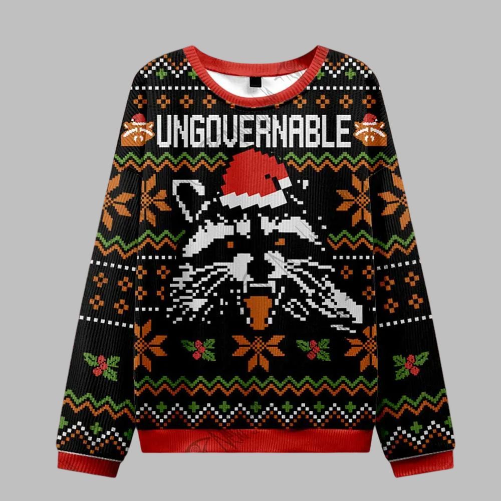 Raccoon Ungovernable Ugly Sweater 2026 Christmas - Moonbestprint