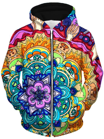 Microcosm Mandala Unisex Zip-Up Hoodie -Moonbestprint
