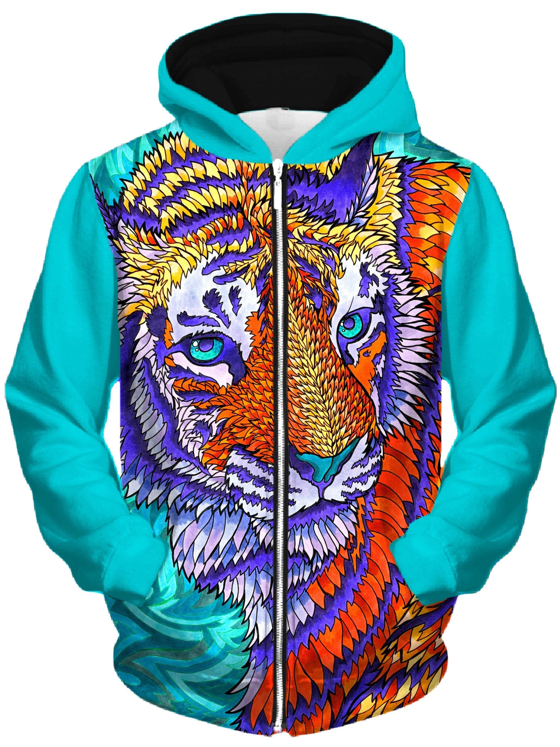 Telenergetic Tiger Unisex Zip-Up Hoodie -Moonbestprint