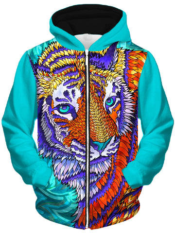 Telenergetic Tiger Unisex Zip-Up Hoodie -Moonbestprint