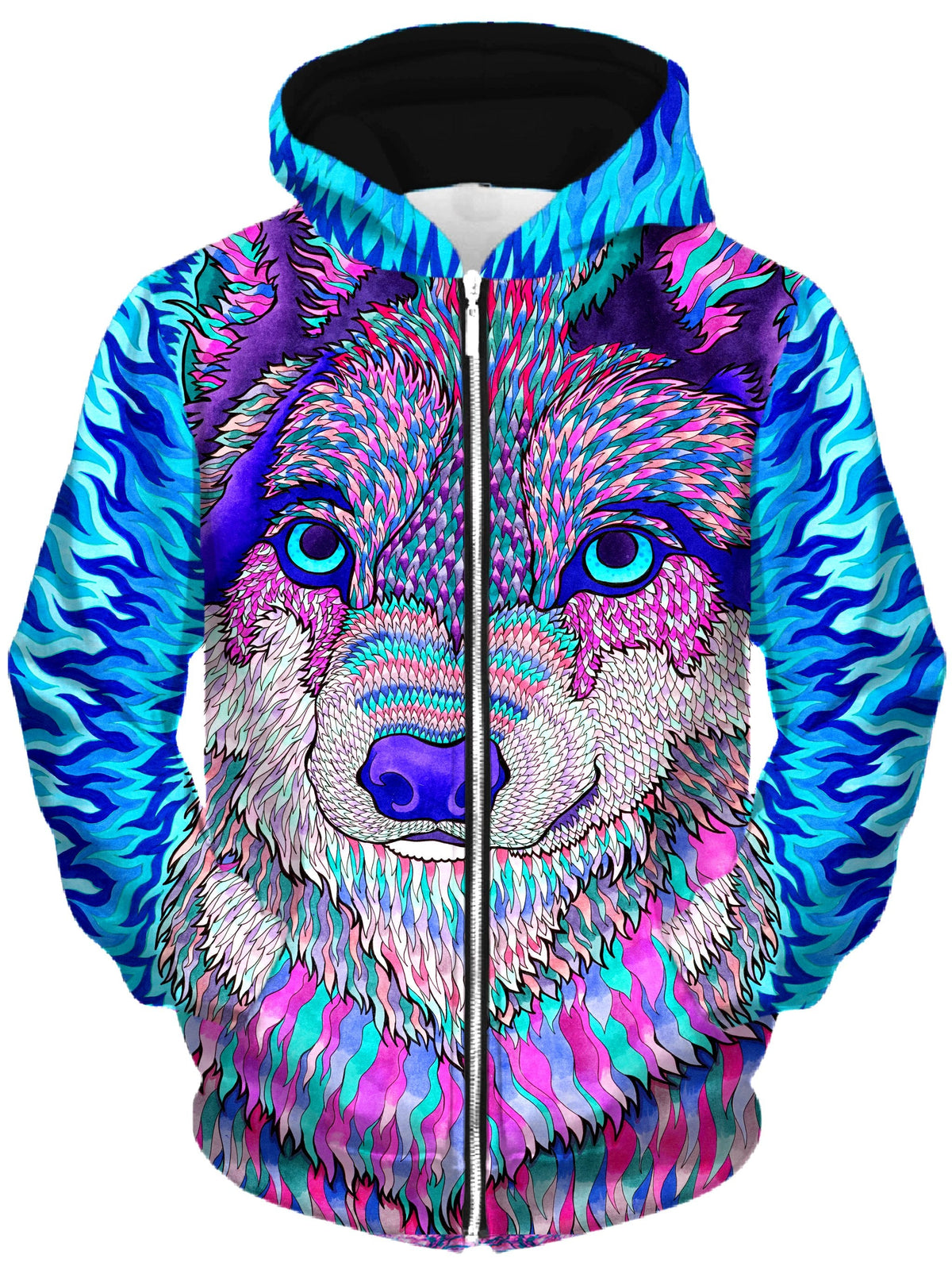 Wolfadelic III Unisex Zip-Up Hoodie -Moonbestprint
