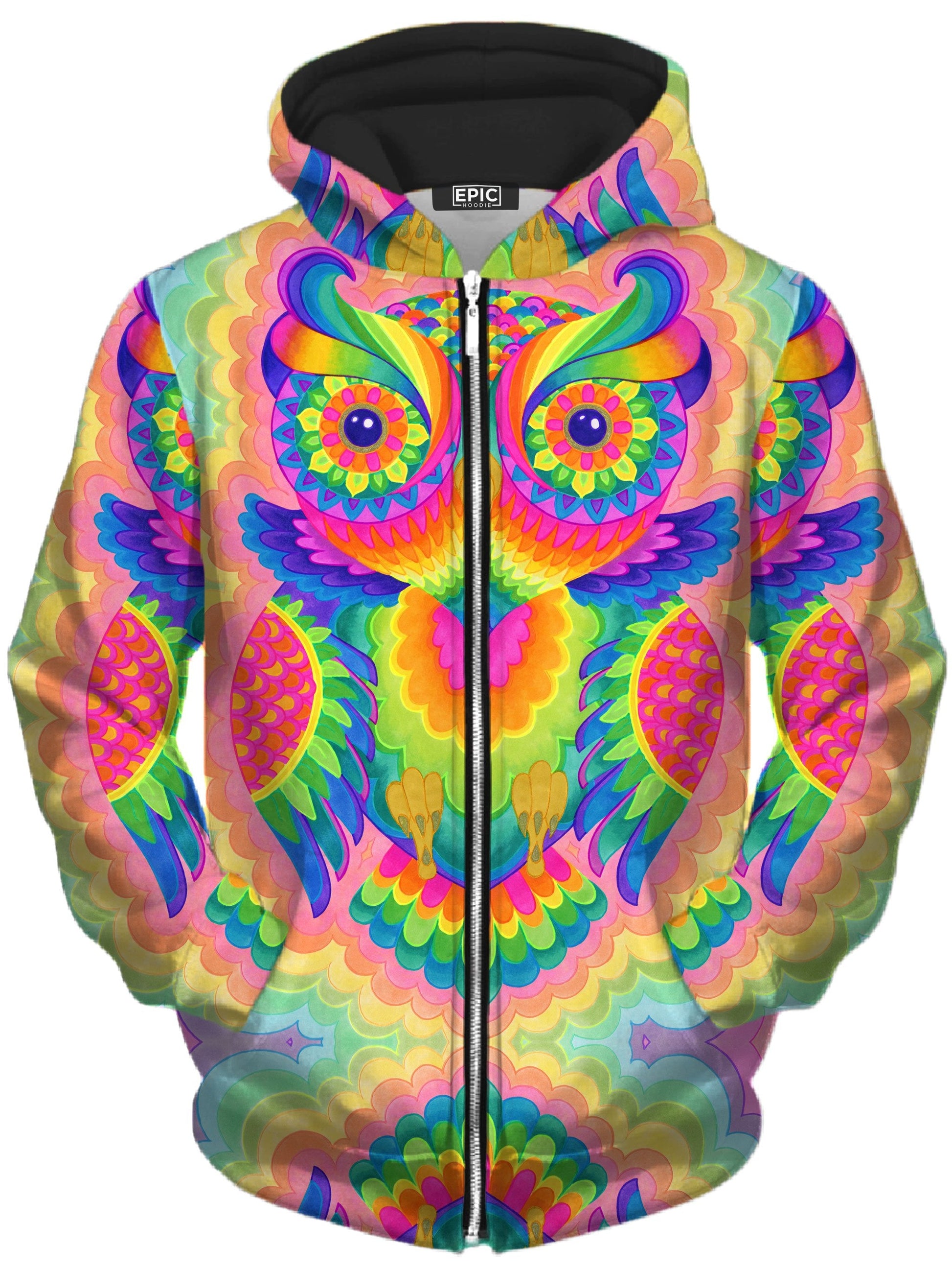Cosmic Owl Unisex Zip-Up Hoodie -Moonbestprint