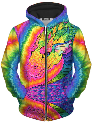 Rainbow Dragon Unisex Zip-Up Hoodie -Moonbestprint
