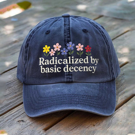 Radicalized By Basic Decency Flower FDT Hat -Moonbestprint