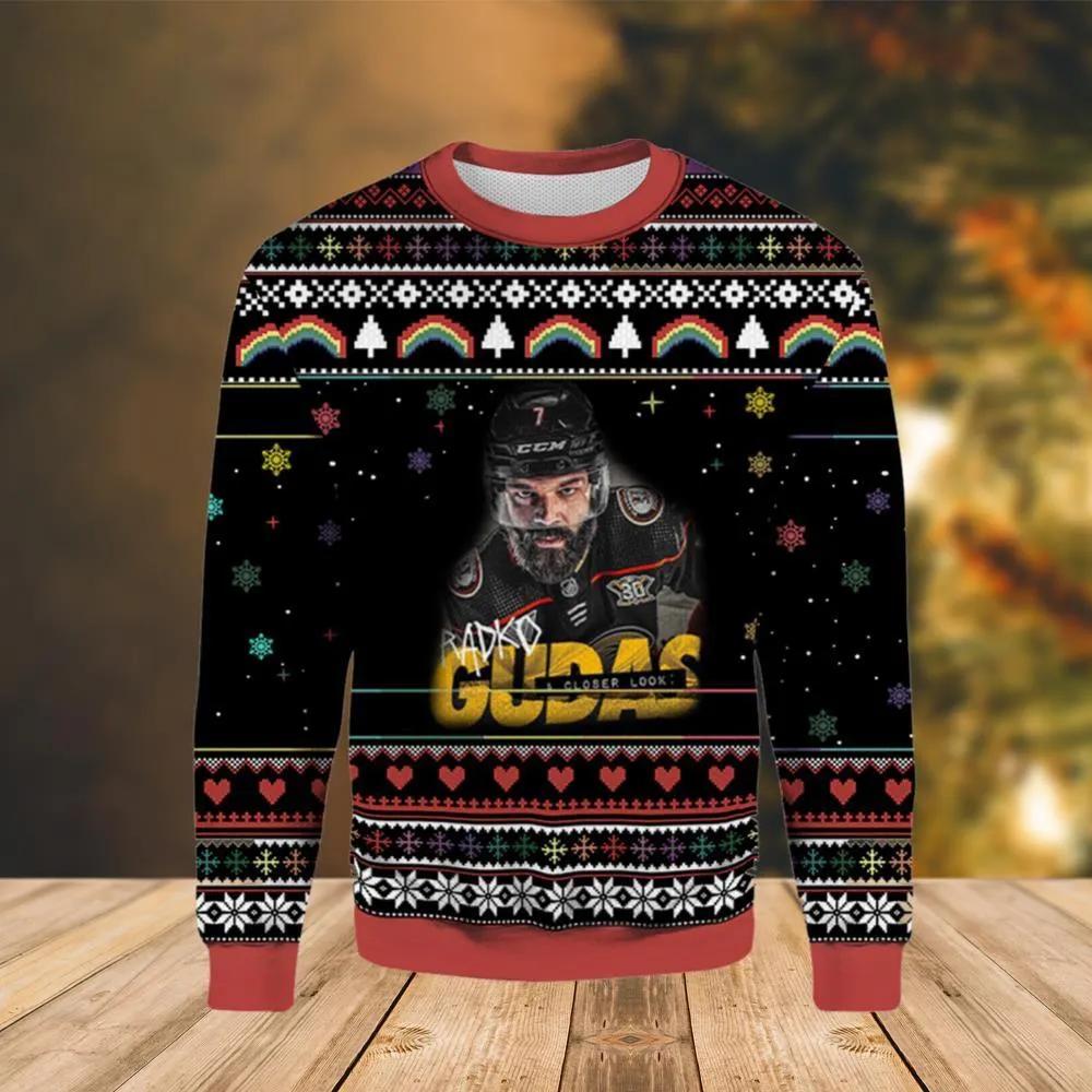 Radko Gudas Anaheim Ducks Ugly Christmas Sweater, NHL Christmas Sweater Moonbestprint