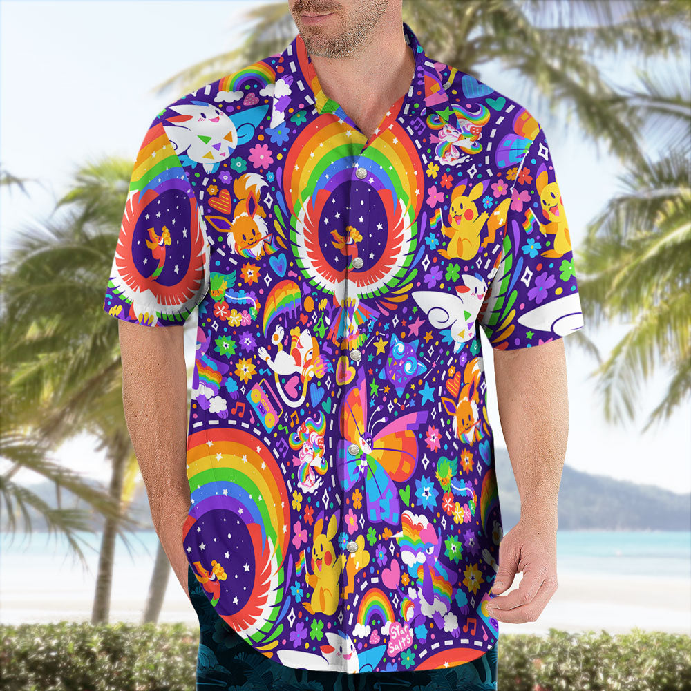 Rainbow Style Pokemon Hawaiian Shirt Colorful Aloha Vibes – Moonbestprint