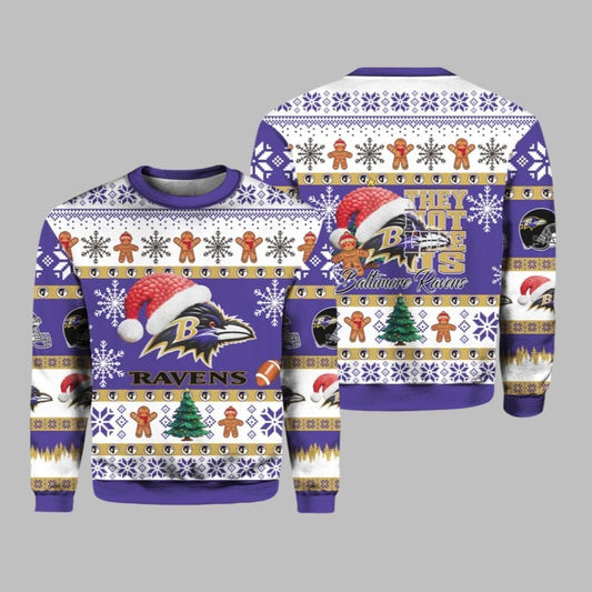 Ravens Santa They Not Like Us Ugly Christmas Sweater - Moonbestprint