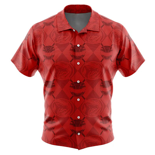 Red Ranger Pattern Power Ranger Hawaiian Shirt - Moonbestprint