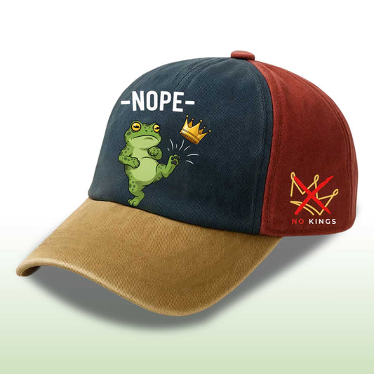Resist Portland Frog Nope No Kings Baseball Cap -Moonbestprint