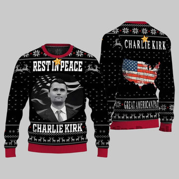 Rest In Peace Charlie Kirk Ugly Christmas Sweater - Moonbestprint