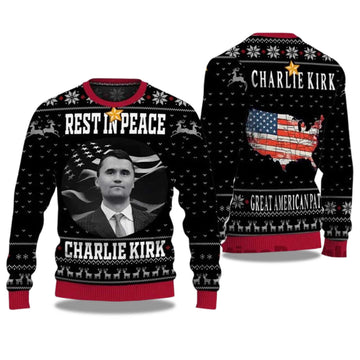 2026 Rest In Peace Charlie Kirk Ugly Christmas Sweater Moonbestprint