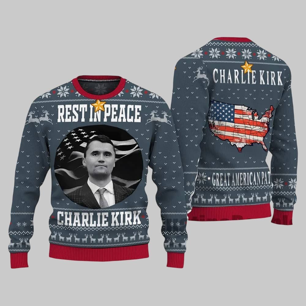 Rest In Peace Charlie Kirk Ugly Christmas Sweater - Moonbestprint