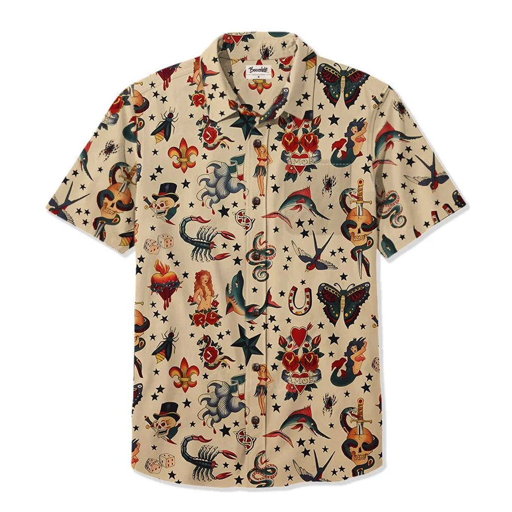 Retro Tattoo Ocean Hawaiian Shirt – Moonbestprint