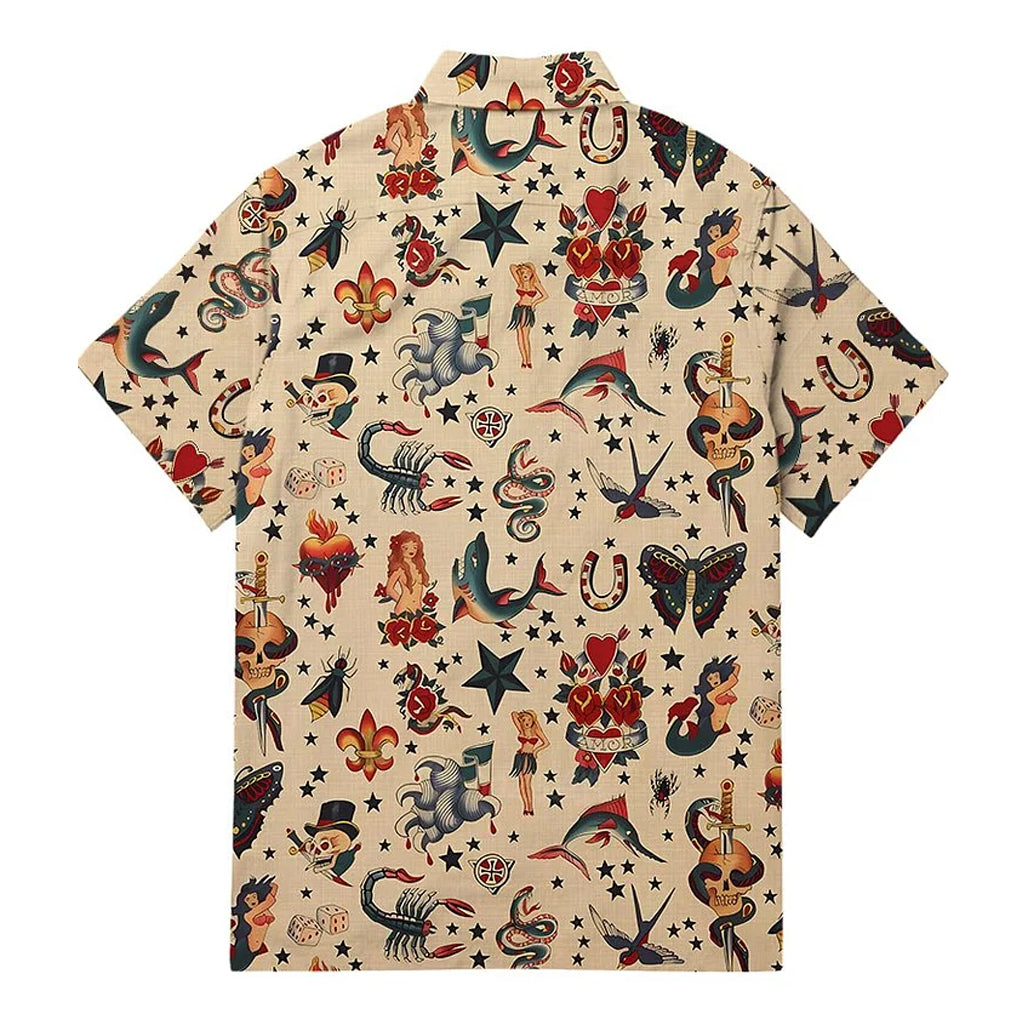 Retro Tattoo Ocean Hawaiian Shirt – Moonbestprint