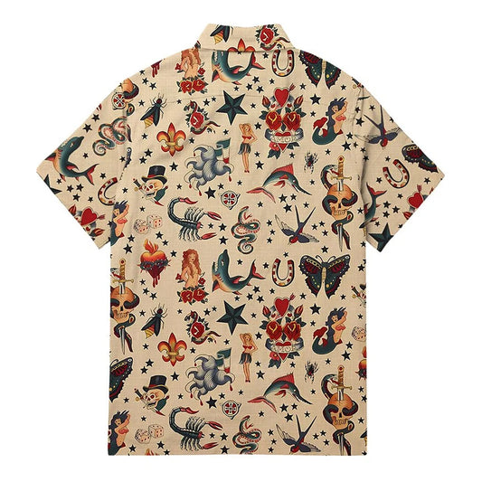 Retro Tattoo Ocean Hawaiian Shirt – Moonbestprint