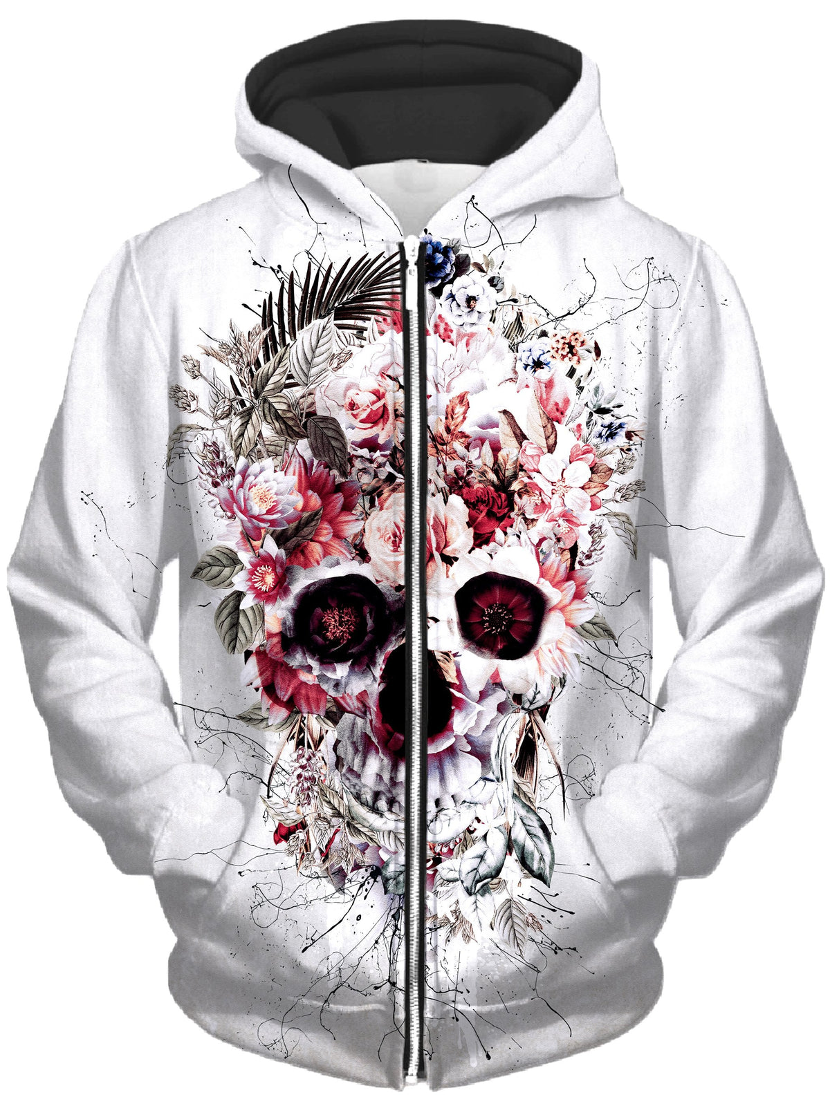 Floral Skull Unisex Zip-Up Hoodie -Moonbestprint