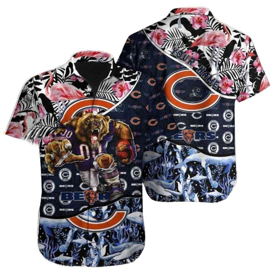 Roaring Bear Tropical Florals Chicago Bears Hawaiian Shirt - Moonbestprint