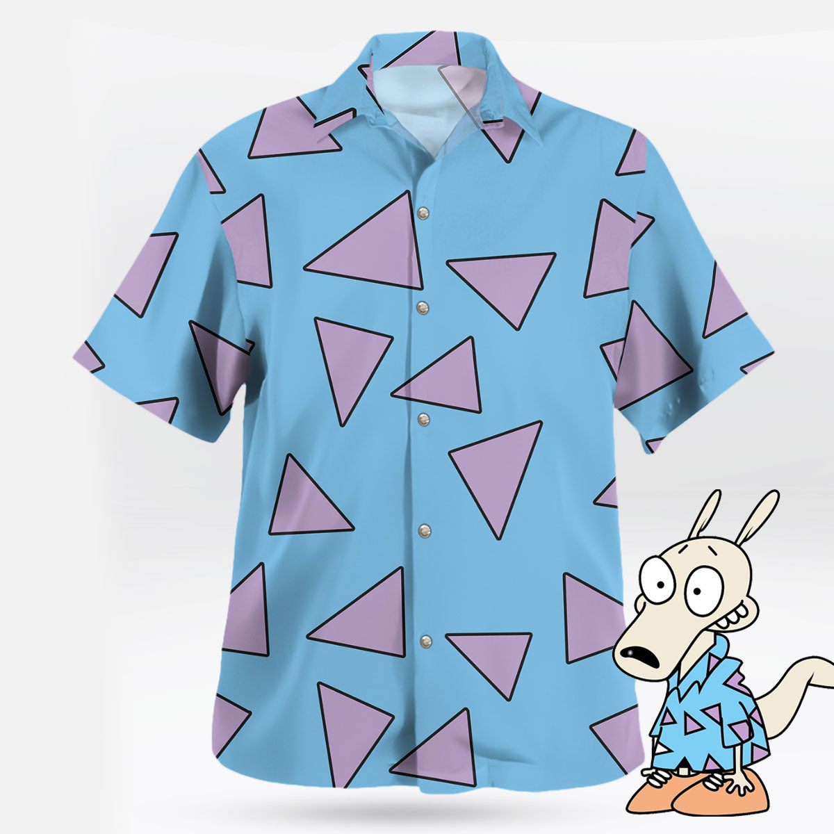 Rocko’s Modern Life Purple Triangle Pattern Hawaiian Shirt – Moonbestprint