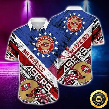 Rugby Helmet San Francisco 49ers Hawaiian Shirt For Football Fans, NFL Hawaiian Shirt Moonbestprint