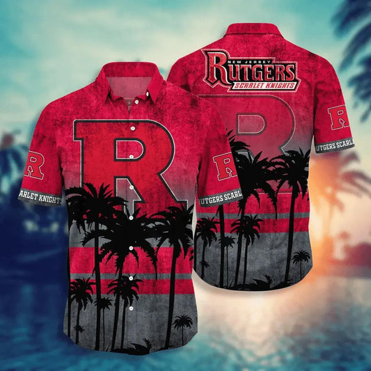 Rutgers Scarlet Knights Aloha Hawaiian Shirt, NCAA Hawaiian Shirt Moonbestprint