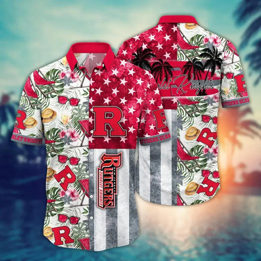 Rutgers Scarlet Knights NCAA Flower Aloha Hawaiian Shirt 11, NCAA Hawaiian Shirt Moonbestprint