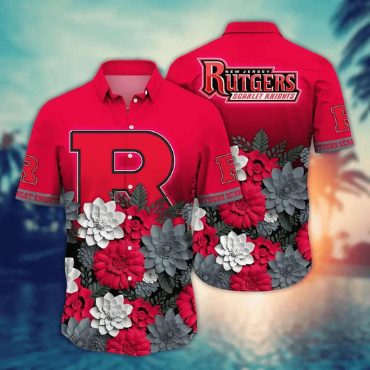 Rutgers Scarlet Knights NCAA Flower Aloha Hawaiian Shirt 13, NCAA Hawaiian Shirt Moonbestprint
