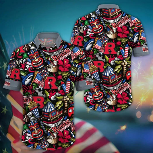 Rutgers Scarlet Knights NCAA Flower Aloha Hawaiian Shirt 14, NCAA Hawaiian Shirt Moonbestprint