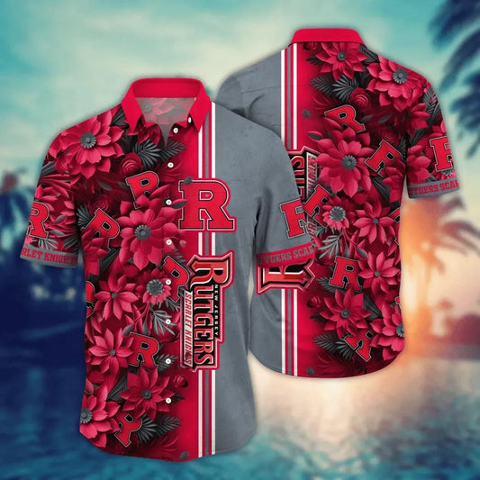 Rutgers Scarlet Knights NCAA Flower Aloha Hawaiian Shirt 3, NCAA Hawaiian Shirt Moonbestprint