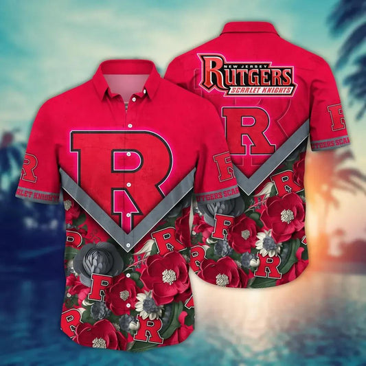 Rutgers Scarlet Knights NCAA Flower Aloha Hawaiian Shirt 4, NCAA Hawaiian Shirt Moonbestprint