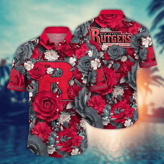 Rutgers Scarlet Knights NCAA Flower Aloha Hawaiian Shirt 5, NCAA Hawaiian Shirt Moonbestprint