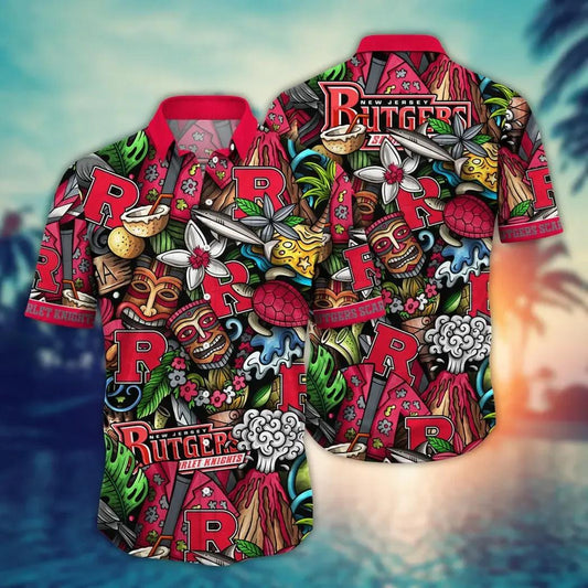 Rutgers Scarlet Knights NCAA Flower Aloha Hawaiian Shirt 6, NCAA Hawaiian Shirt Moonbestprint