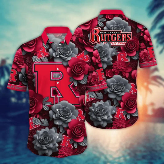 Rutgers Scarlet Knights NCAA Flower Aloha Hawaiian Shirt 7, NCAA Hawaiian Shirt Moonbestprint