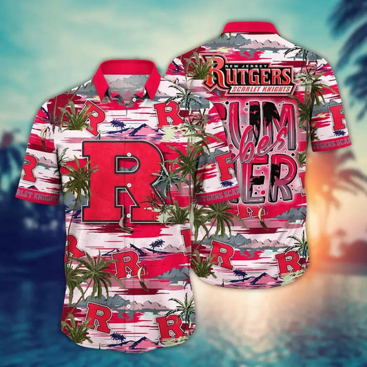 Rutgers Scarlet Knights NCAA Flower Aloha Hawaiian Shirt 8, NCAA Hawaiian Shirt Moonbestprint