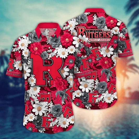 Rutgers Scarlet Knights NCAA Flower Aloha Hawaiian Shirt 9, NCAA Hawaiian Shirt Moonbestprint