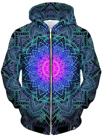 Mandala Love Unisex Zip-Up Hoodie -Moonbestprint
