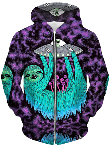 Sloth Abduction Unisex Zip-Up Hoodie -Moonbestprint