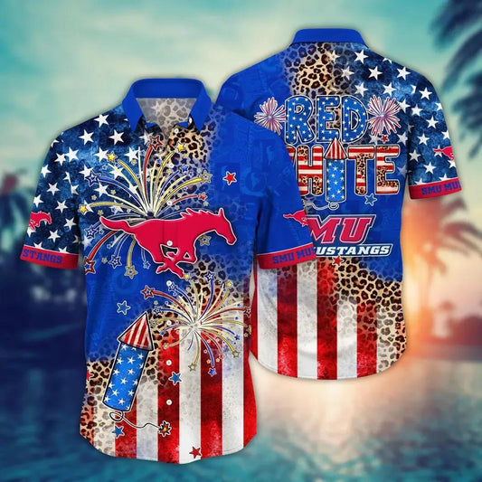 SMU Mustangs NCAA Aloha Hawaiian Shirt, NCAA Hawaiian Shirt Moonbestprint